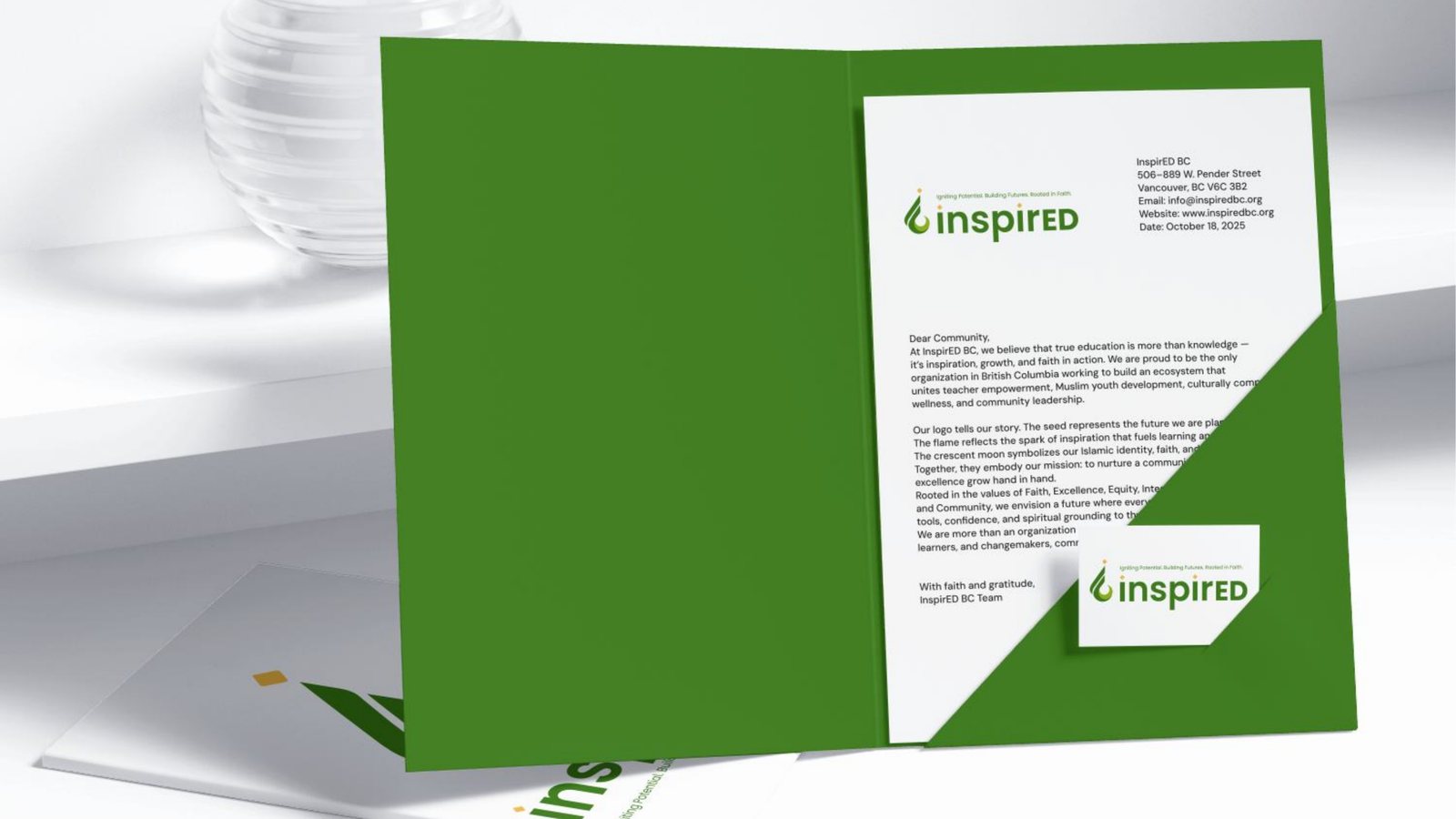 InspirED folder and letterhead