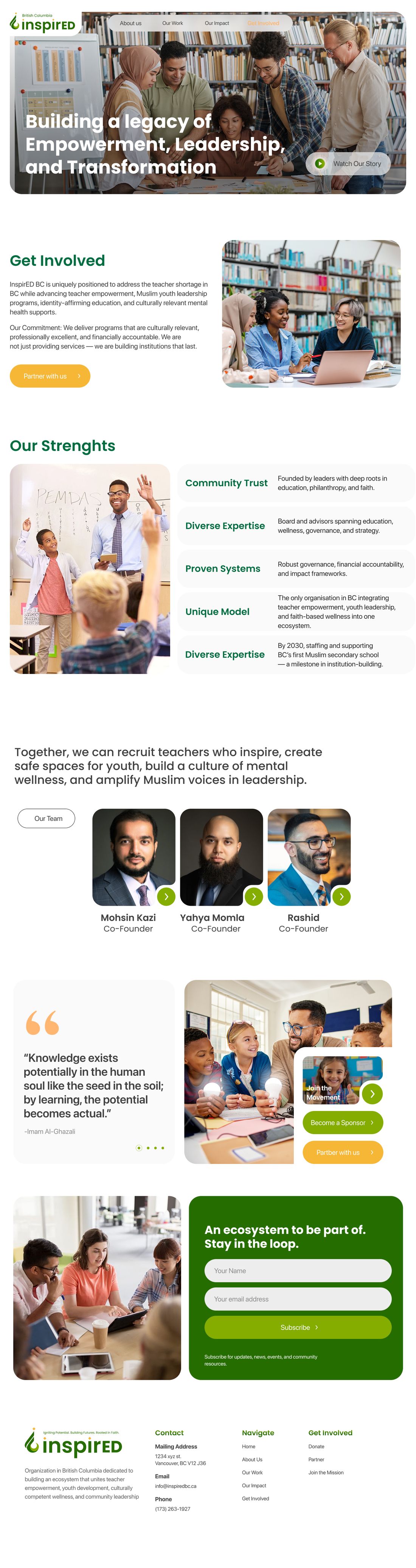 InspirED website: Get Involved page, full length