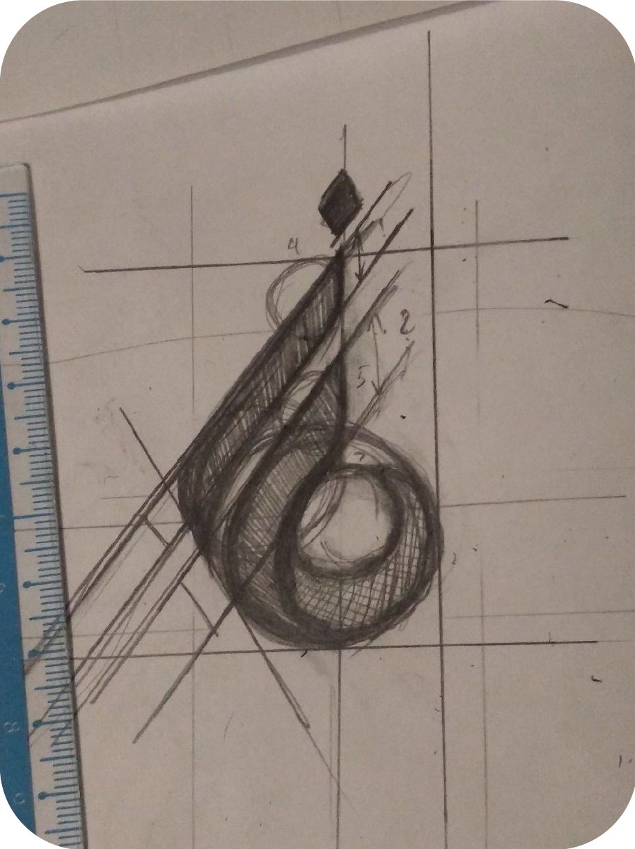 Construction sketch drawn with a ruler